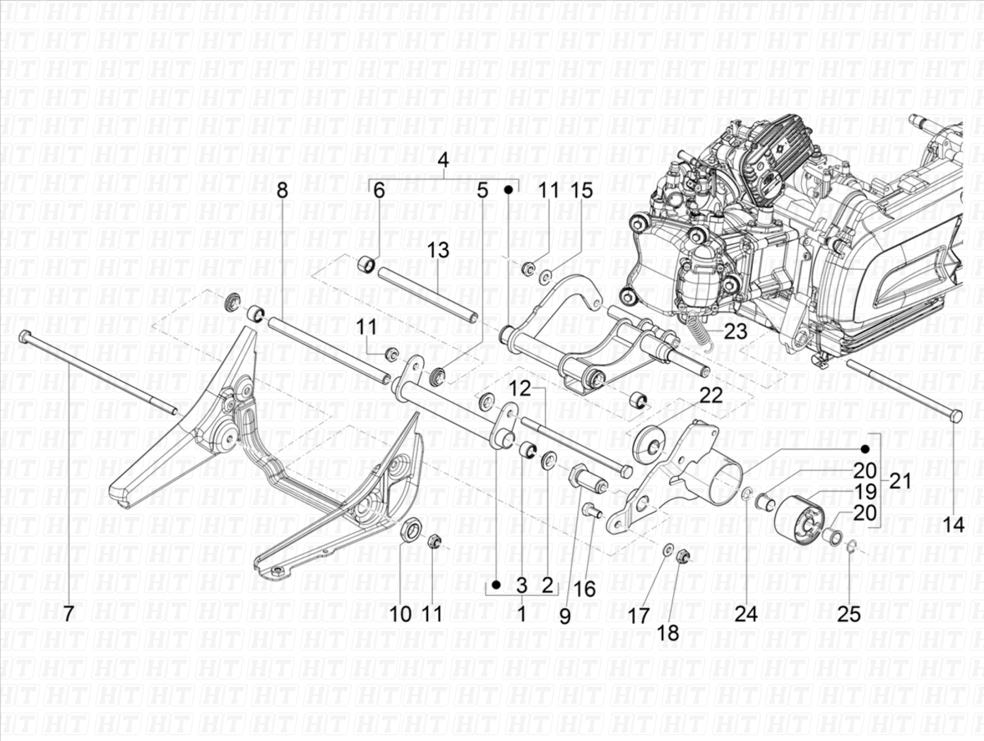 Swinging arm MP3 300 HPE / 300 HPE Sport E4 ABS 2019-2020