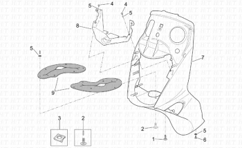 Frontkarosserie  Schild Leonardo ST 125-150 4T 2001-2004 (EMEA, APAC, LATAM) ZD4MB05,ZD4MB06,ZD4MB07,ZD4MBA5,ZD4TB