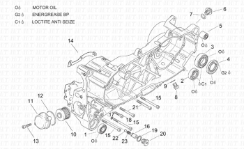 Zentrales Halbkurbelgehäuse Leonardo ST 125-150 4T 2001-2004 (EMEA, APAC, LATAM) ZD4MB05,ZD4MB06,ZD4MB07,ZD4MBA5,ZD4TB
