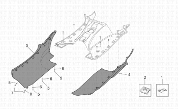 Zentralkörper  Seitenverkleidungen Leonardo ST 125-150 4T 2001-2004 (EMEA, APAC, LATAM) ZD4MB05,ZD4MB06,ZD4MB07,ZD4MBA5,ZD4TB