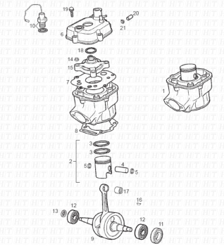Zylinder  Kolben Senda R 50 X-Treme 2T E2 2010 ( VTHSR1D1A