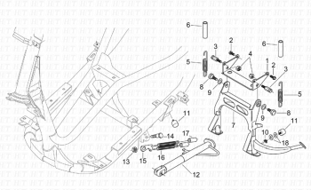 Zentraler Ständer Leonardo ST 125-150 4T 2001-2004 (EMEA, APAC, LATAM) ZD4MB05,ZD4MB06,ZD4MB07,ZD4MBA5,ZD4TB