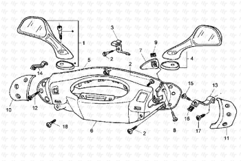 Lenker und Fahrspiegelabdeckung Hexagon LX ZAPM05000
