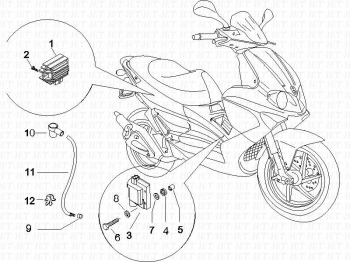 Spannungsregler  Elektronische Steuergeräte (ECU)  HT Spule Runner SP 50 2005 ( ZAPC461000