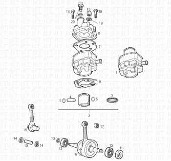 Antriebswelle, Zylinder, Kolben Senda R 50 X-Trem 2 edicion E2 2005 ( VTHSR1A1A,VTHSR1B1A,VTHSR1C1A