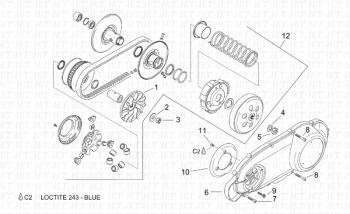 Drehzahlregler mit Kupplung Leonardo ST 125-150 4T 2001-2004 (EMEA, APAC, LATAM) ZD4MB05,ZD4MB06,ZD4MB07,ZD4MBA5,ZD4TB