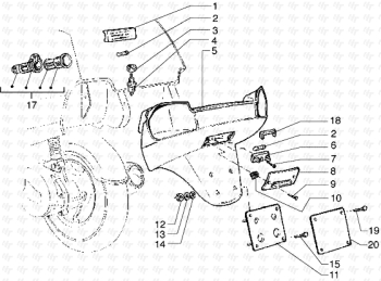 Kennzeichenhalter und Gehäusefachleuchte Hexagon GTX 125 ZAPM20000