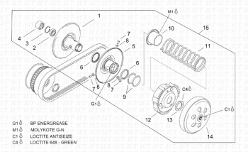 Riemenscheibe kpl., angetrieben Leonardo ST 125-150 4T 2001-2004 (EMEA, APAC, LATAM) ZD4MB05,ZD4MB06,ZD4MB07,ZD4MBA5,ZD4TB