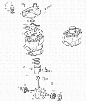 Antriebswelle, Zylinder, Kolben Senda R 50 X-Trem 3ed E2 2007 ( VTHSR1D1A,VTHSR1F1A,VTHSR1E1A