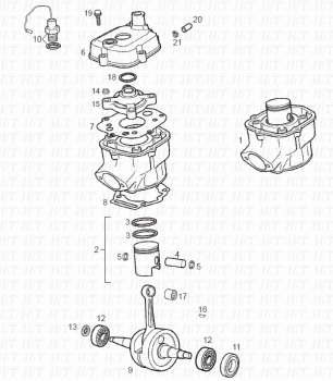 Antriebswelle, Zylinder, Kolben Senda R 50 X-Trem 3ed E2 2006 ( VTHSR1D1A,VTHSR1E1A,VTHSR1F1A