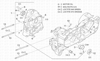 KURBELGEHÄUSE Leonardo ST 125-150 4T 2001-2004 (EMEA, APAC, LATAM) ZD4MB05,ZD4MB06,ZD4MB07,ZD4MBA5,ZD4TB